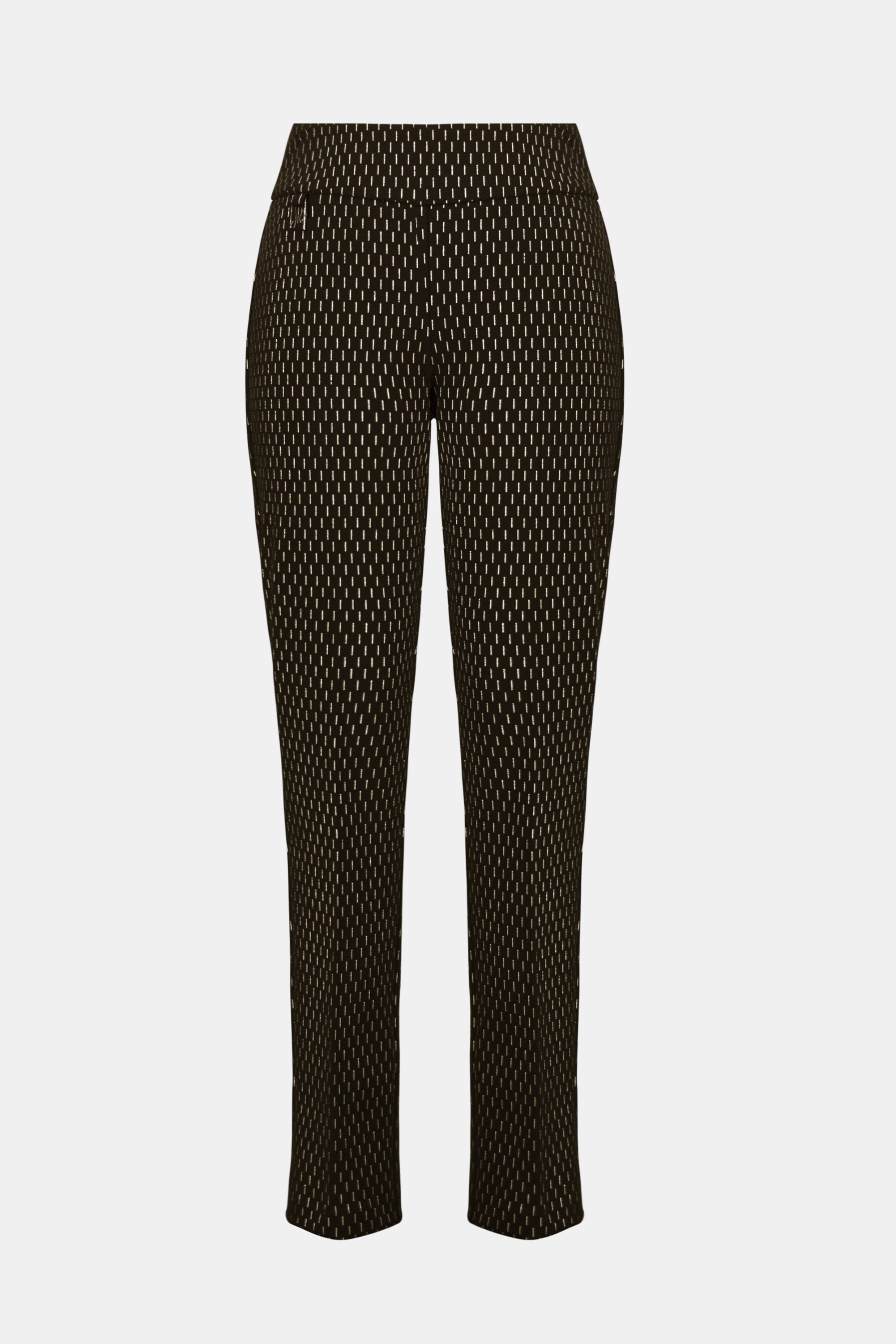 Black patterned pants on a white background