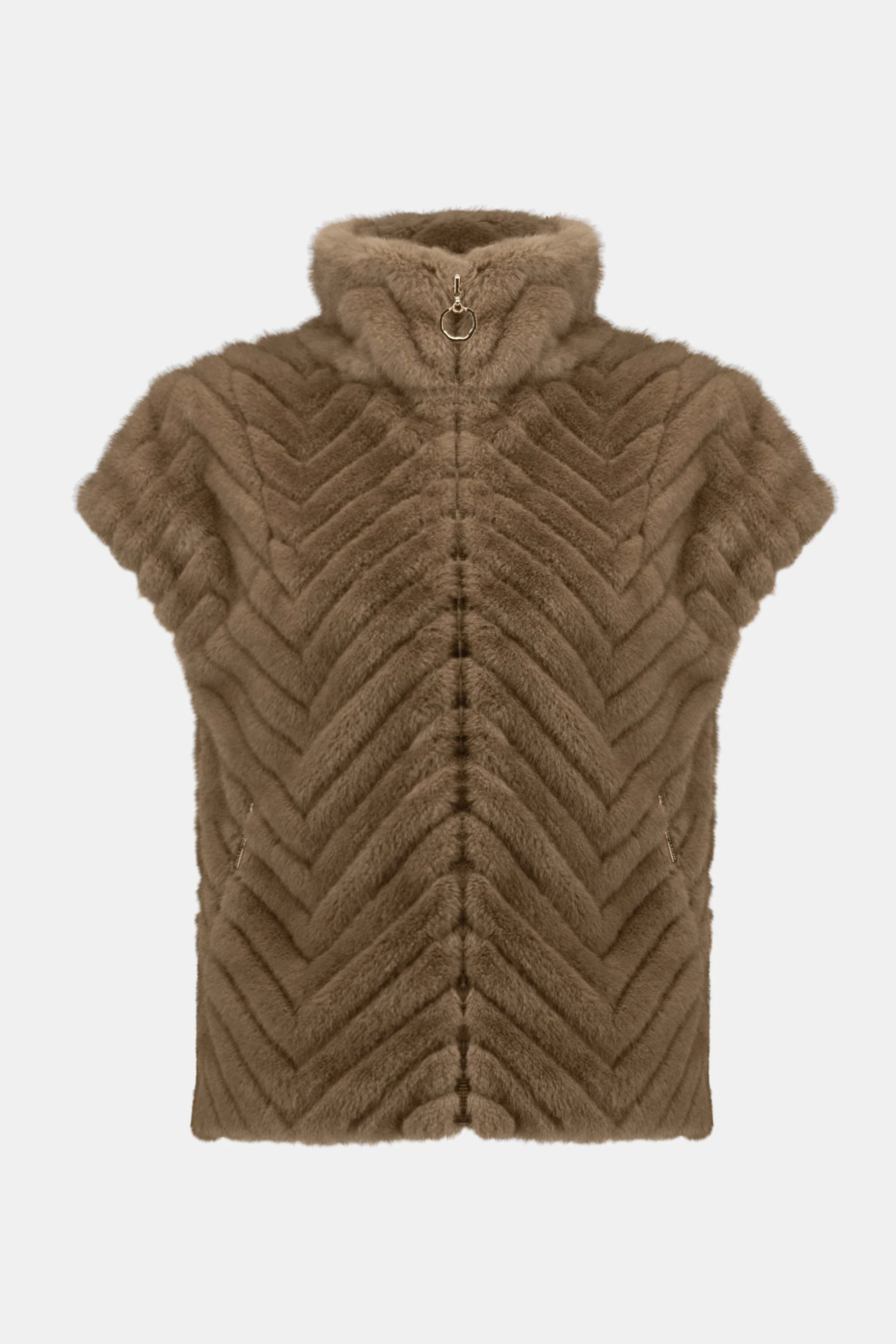 Brown knitted vest on a white background