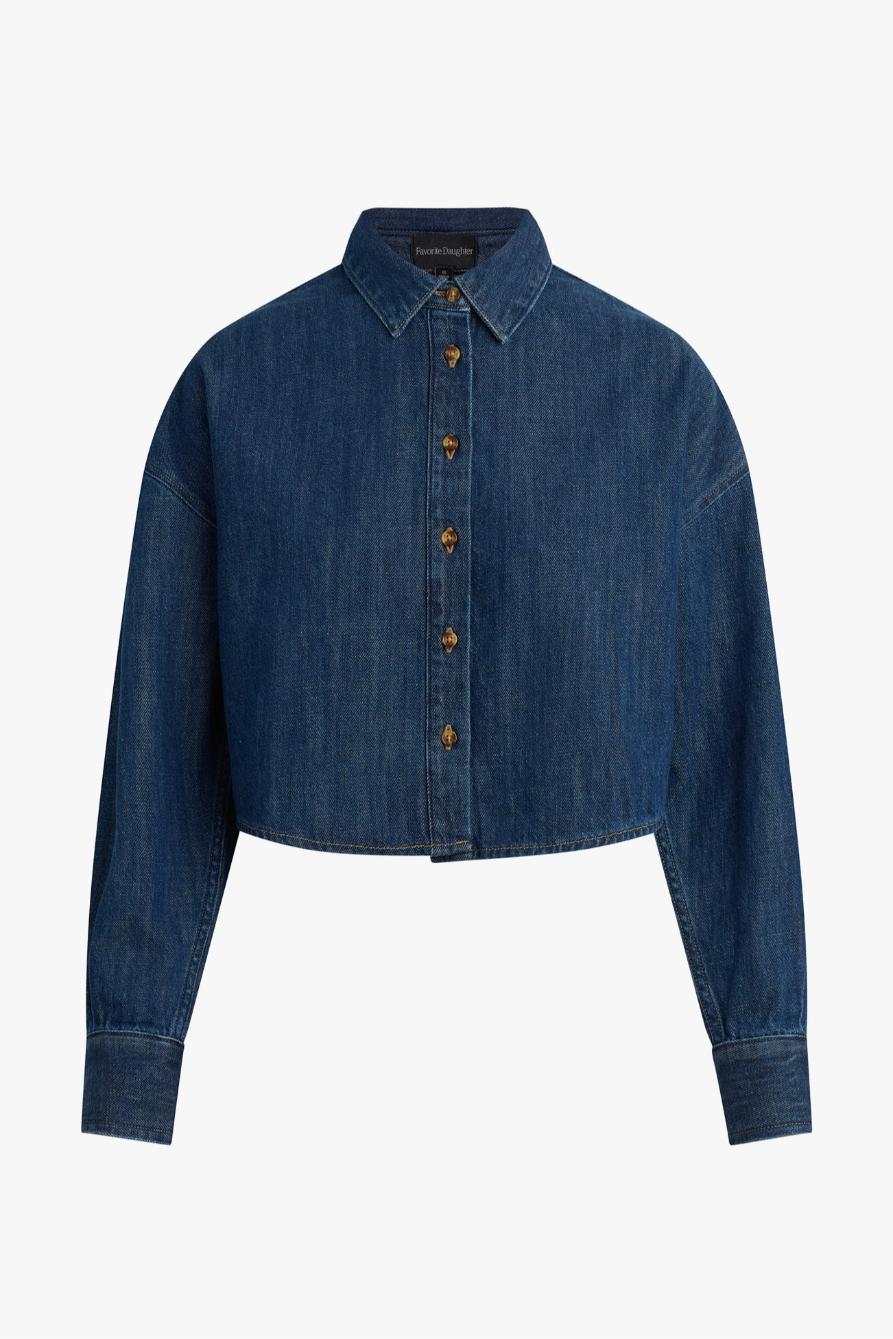 Blue denim shirt on a white background