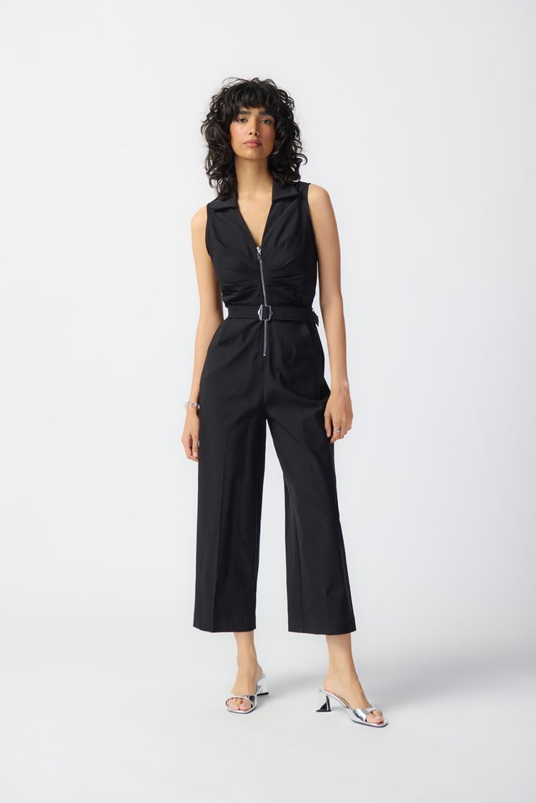 Sleeveless Micro Twill Jumpsuit- Black – Rooted Boutique