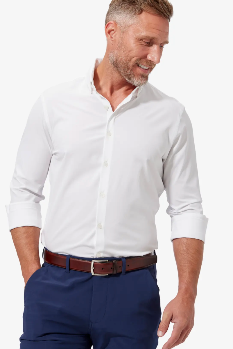 White Solid Leeward No Tuck Dress Shirt Medium / Trim / No Tuck White Solid Leeward No Tuck Dress Shirt Medium / Trim / No Tuck