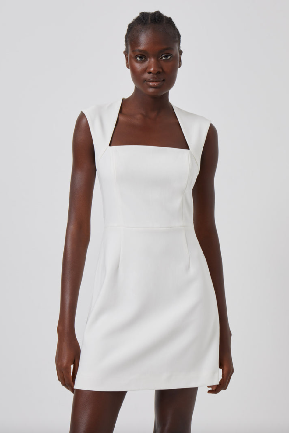 French Connection Women's Whisper Ruth Square Neck Dress, White, 10