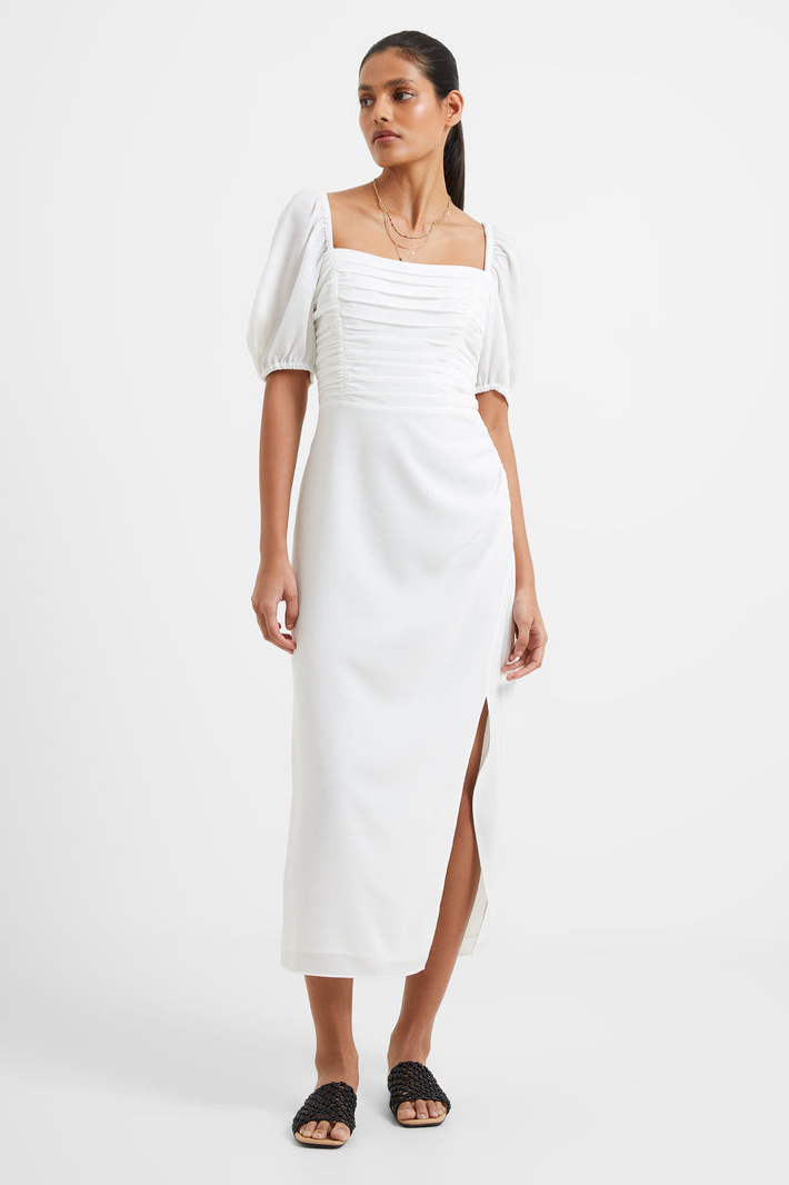 knee length dresses for ladies ASYMMETRIC RUCHED MIDI DRESS – Mariah's Fashion main image 0