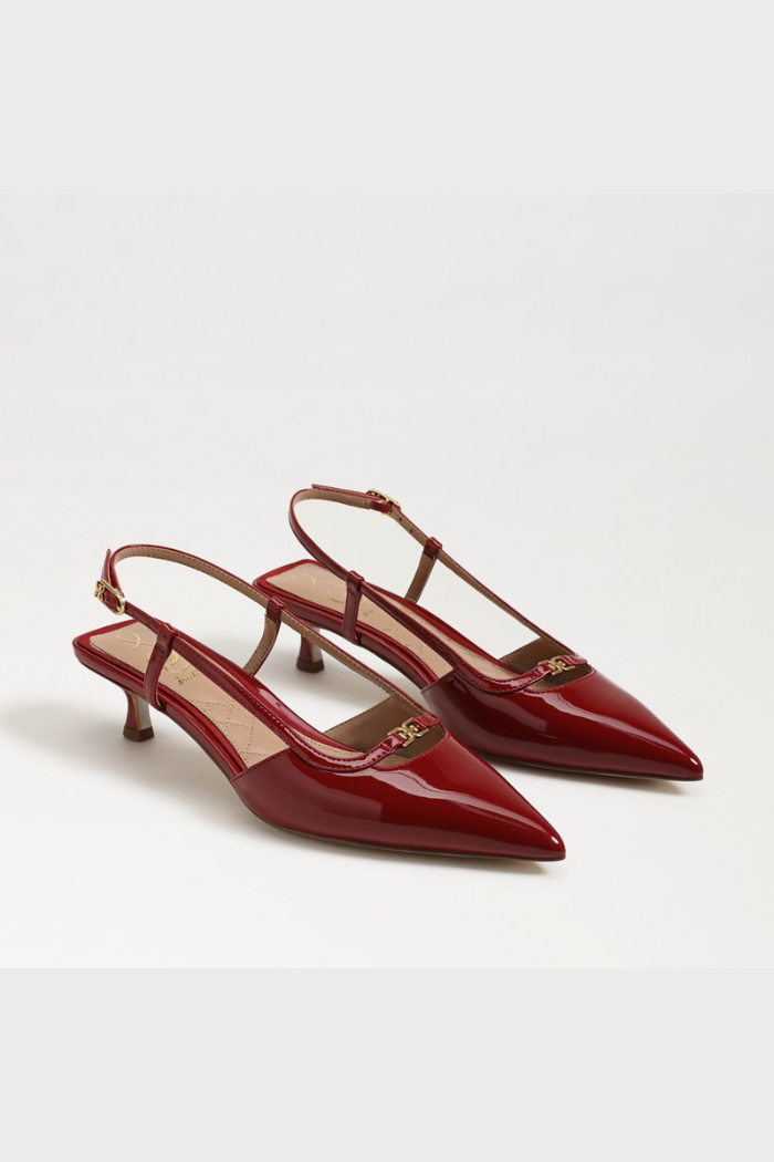 Toni Slingback Kitten Heel - Deep Scarlet Red Patent – Rooted Boutique
