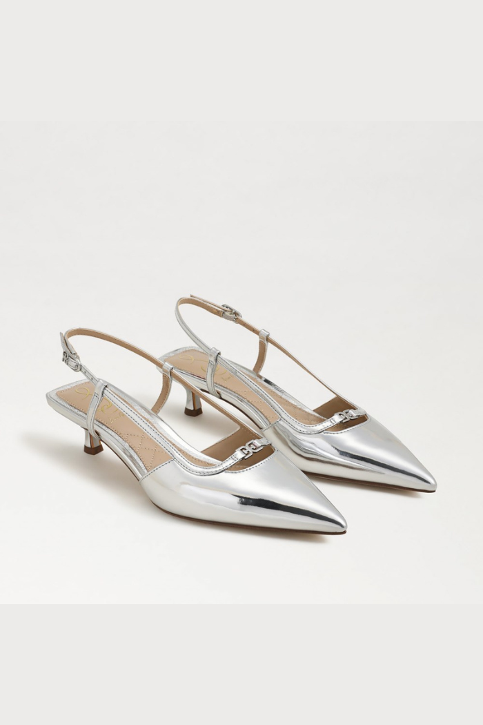 Toni Slingback Kitten Heel Soft Silver Metallic – Rooted Boutique