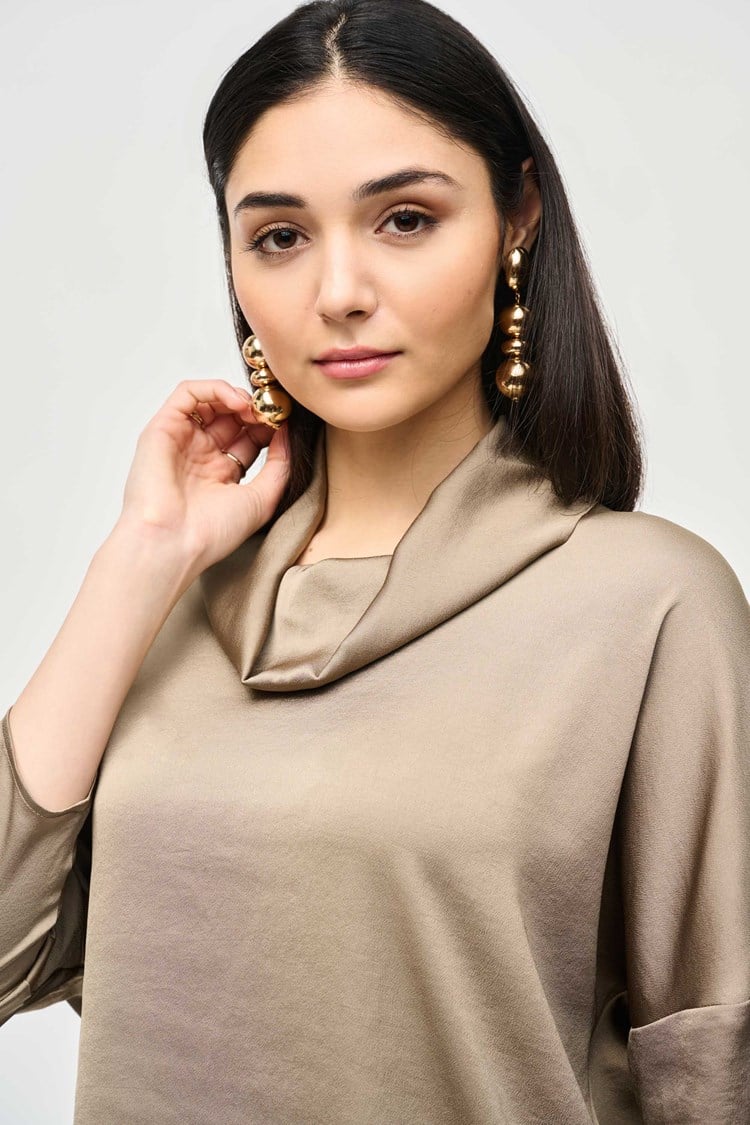 Satin Cowl Collar Top- Java – Rooted Boutique