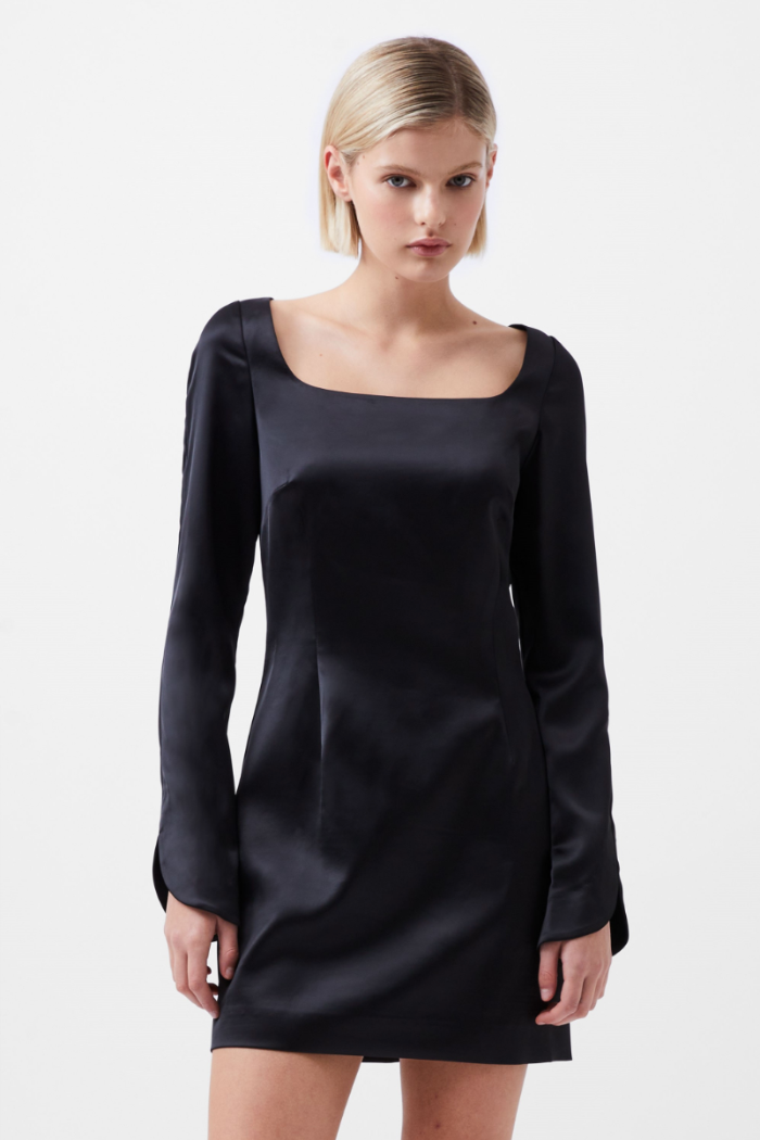 French Connection Women's Structured Satin Split Sleeve Dress - Black - Size 8 French Connection Women's Structured Satin Split Sleeve Dress - Black - Size 8