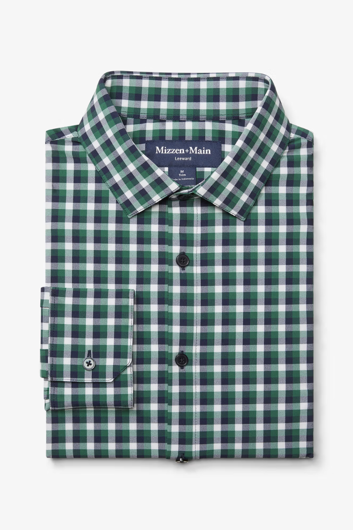 Leeward Dress Shirt- Hunter Green Dylan Plaid Rooted Boutique Leeward Dress Shirt- Hunter Green Dylan Plaid Rooted Boutique