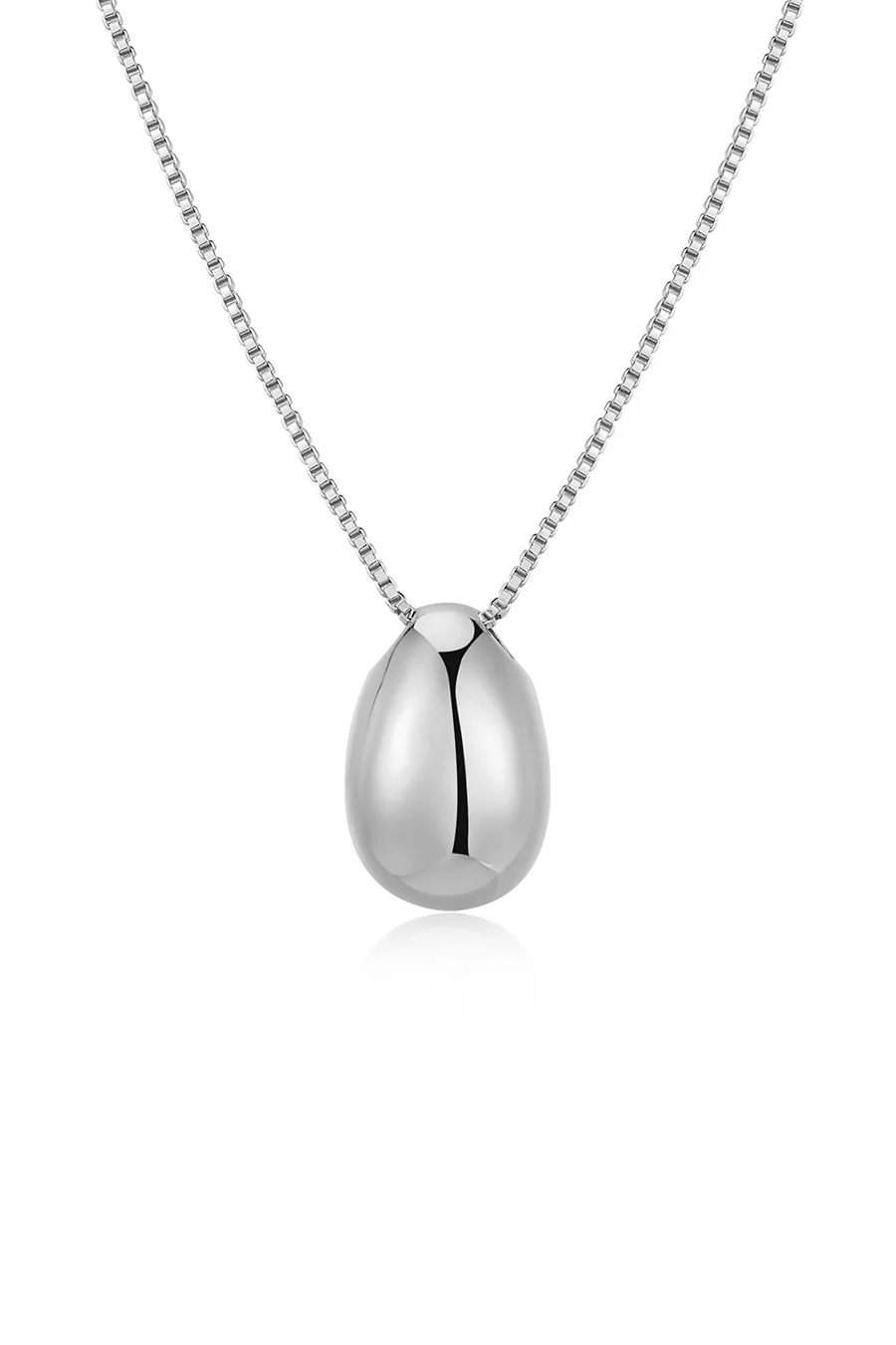 Silver pendant necklace on a white background