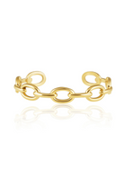 Gold chain-style ring on a white background