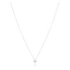 Silver necklace with a star-shaped pendant on a white background