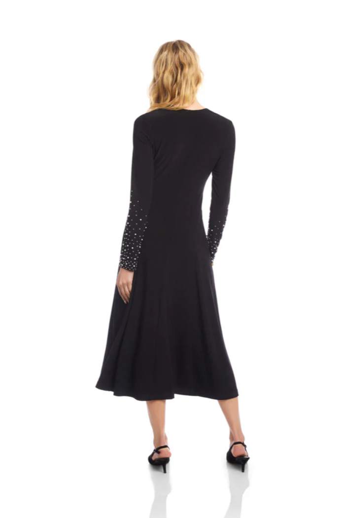 Karen Kane Kate Beaded Sleeve Travel Jersey Dress - Black