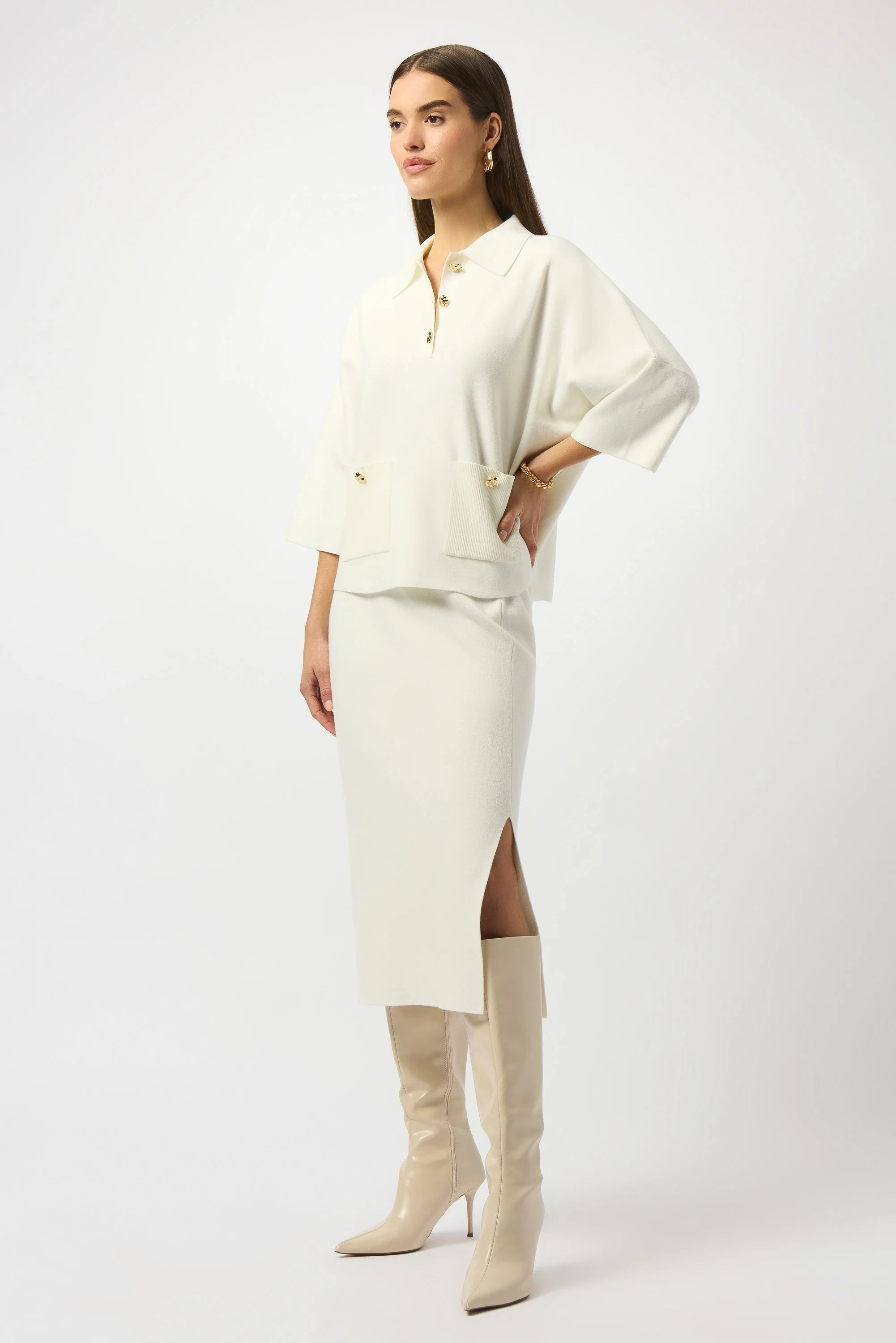 Sweater Knit Midi Skirt- Winter White – Rooted Boutique