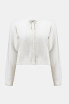 White zip-up hoodie on a white background