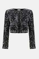 Black sequin jacket on a white background