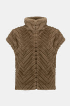 Brown knitted vest on a white background