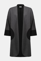 Gray cardigan with black accents on a white background