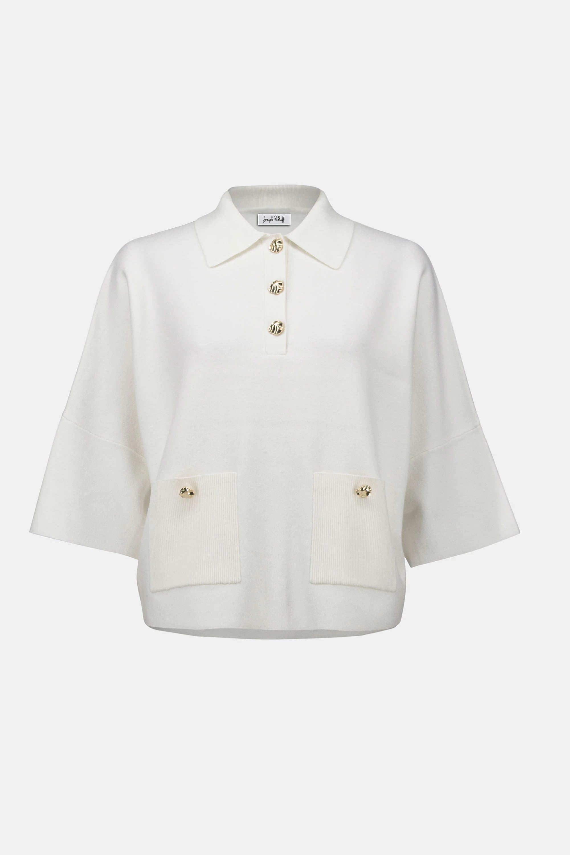 White jacket with gold buttons on a white background
