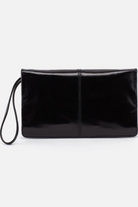 Black clutch bag on a white background