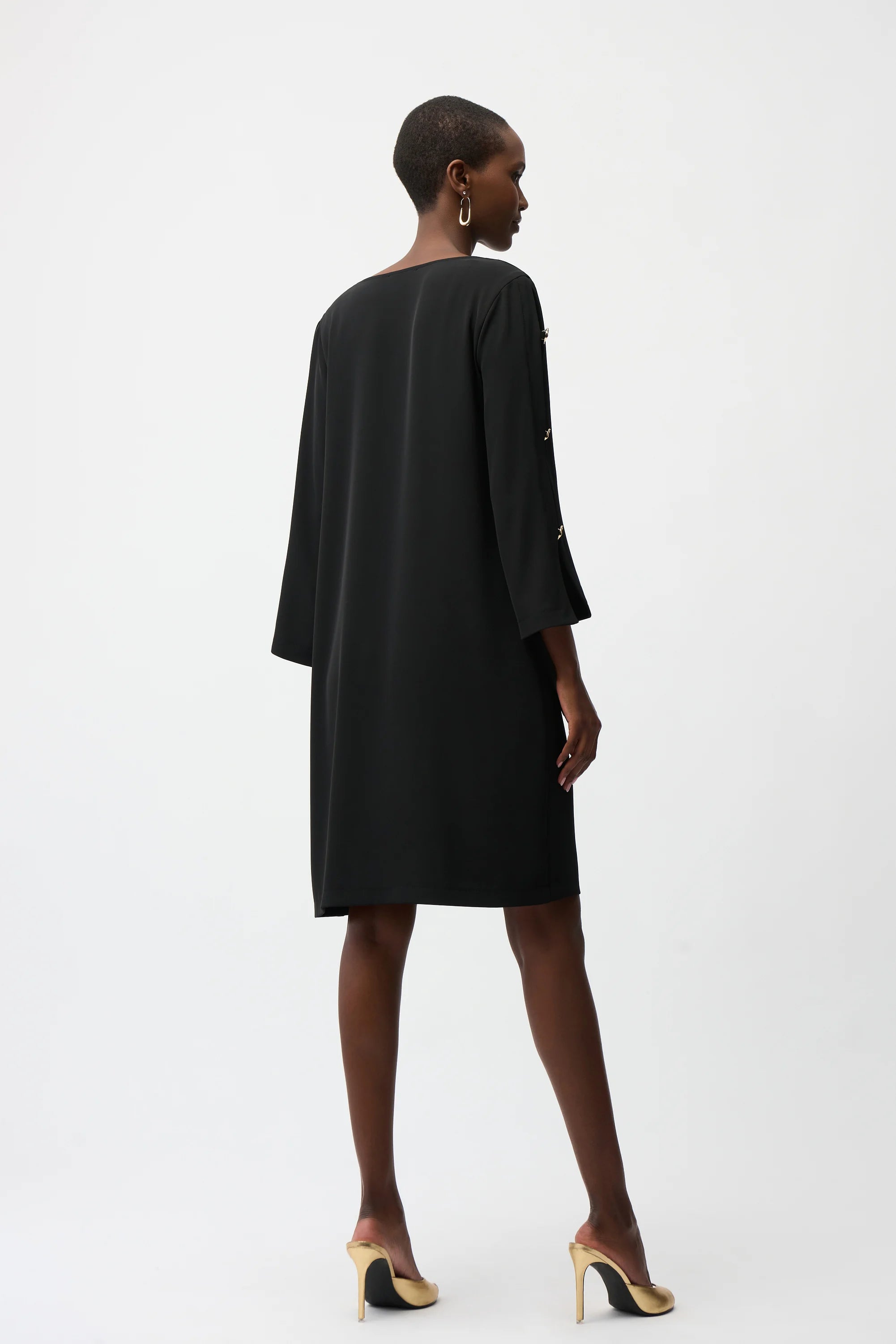 slim fit dress slacks I.H.F Long Pleated Trapeze Dress with Shoulder Cape main image 1