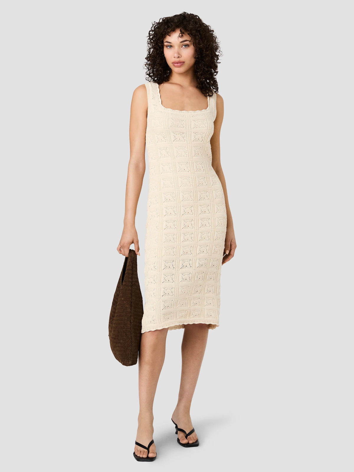 ecru knit dress Nellis Square Crochet Midi Dress- – Rooted Boutique Women Blazer