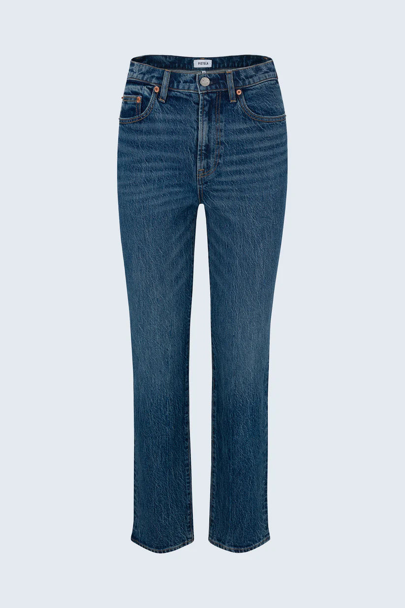 Blue jeans on a light blue background