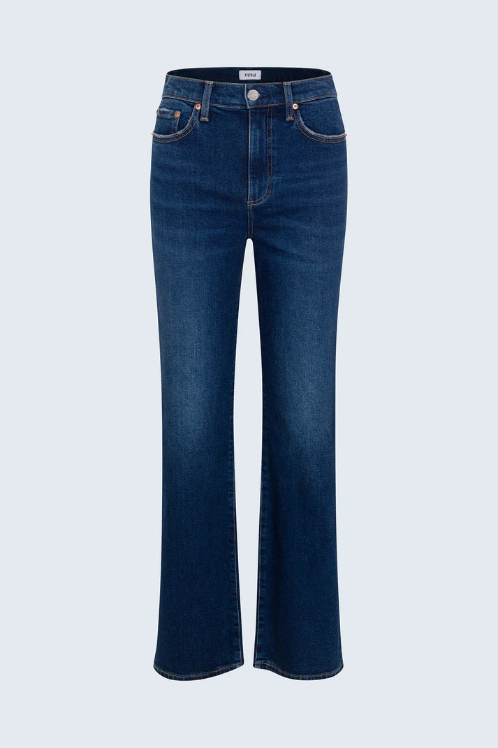 Blue jeans on a light blue background