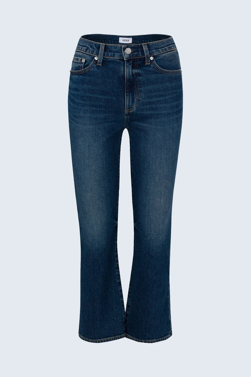 Blue jeans on a light gray background