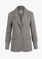Gray coat with button details on a white background