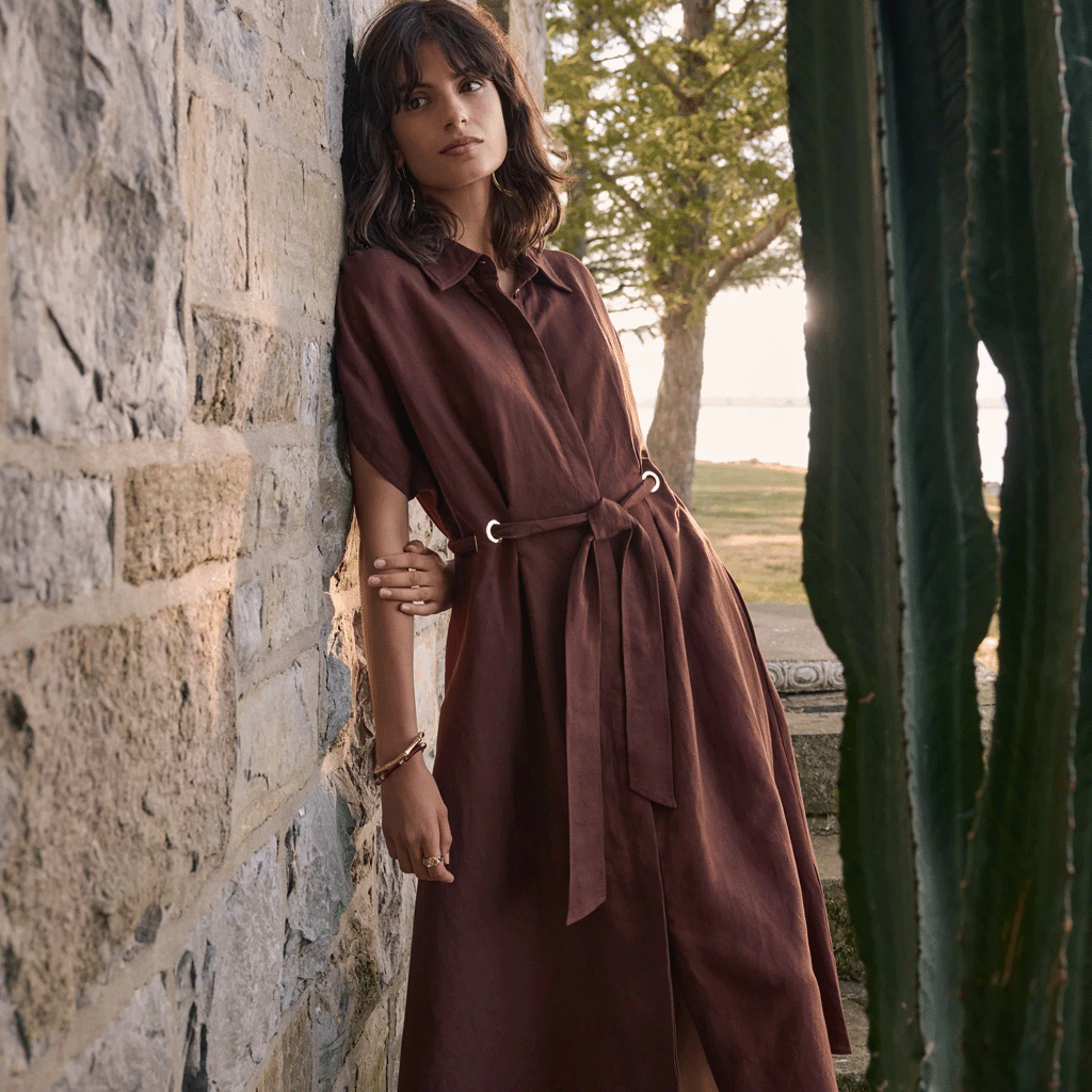 cordelia maxi dress chocolate Cordelia Corset Poplin Midi Dress - Chocolate